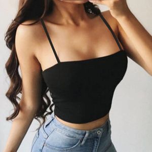 Women's Tanks Sexy Bralette Top For Women Push Up Bras Lingerie Spaghetti Ice Silk Crop Camis Seamless Word Sling Female Tube