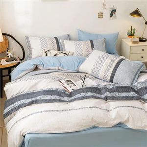 Conjuntos de cama YAAPEET 3/4pcs listras definidas elegantes lençóis estampados de planta lençóis lençóis florais bohemia travesseiro macio
