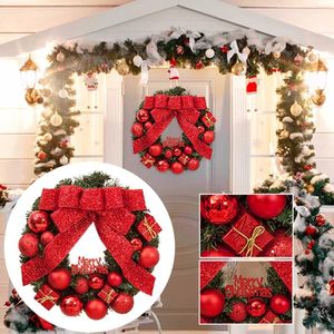 Decorative Flowers Creative Red Gift Box Of Garland Christmas Wall Decoration Door Window Hanging In Front Wedding Party Home