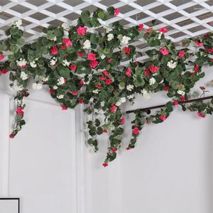Dekoratif çiçekler duvar dekor aile pencere balkonlar yapay ipek begonia asma sahte bitkiler rattan düğün zemin