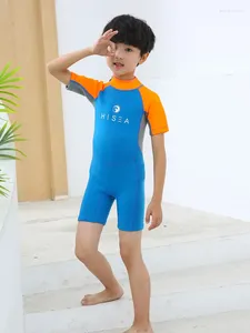 Women's Swimwear HISEA-Boys' Short Sleeved Shorts Neoprene Blue Orange Matching Diving Suit Surfing Swimming Beach Anti Friction Warmth
