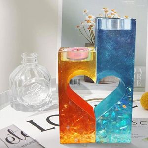 Ljushållare silikonhållare älskar ljusstake diy crystal epoxy mögel rektangulär hjärta svängbord lagringslåda smycken valentins dag