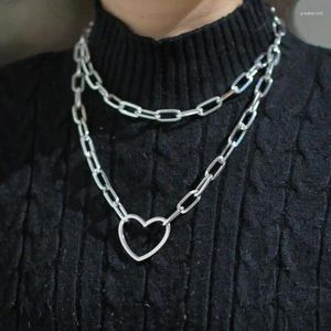 Anhänger Halsketten Mode Multi -Layer -Herzanhänger für Frauen Metall Doppelkette Halskette Design Choker Girl Schmuck Geschenk