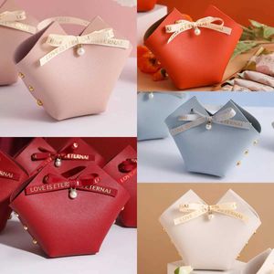 Gift Wrap 5 mini leather gift bags with pearl bow packaging the most popular distribution bag for weddings and Mubarak candy handbag Eid al Fitr holidayQ240511