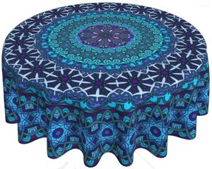 Table Cloth Blue Mandala Tablecloth Classical Round Waterproof Wrinkle Free Cover For Kitchen Dining Room Decor