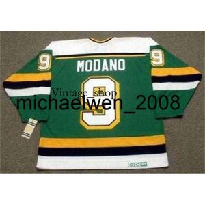 Vin Weng Men Women Yourn Mold 2018 Custom Вратарь сократил Mike Modano North Stars 1991 Vintage Away Hockey Jersy