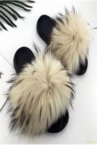 Raccoon Slippers Womens Sliders Casual Fox Hair Flat y Flate Home Summer Big 45 Ry Flip Flops Shoes Y2004239030650