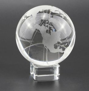 Nyhetsartiklar K9 Crystal Glass Earth Model Pography Lens Ball Creative Xmas Gift Home Office Decoration Sphere 80mm Globe With Sta6896782