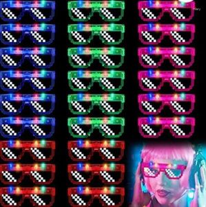 Party Favor 50pcs Pixel LED Sunglasses Light Up Glasses Glowing Flashing Adults Birthday Halloween Carnival Prop