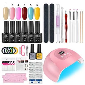 Kit per chiodi per chiodo gel un chiodo set di manicure professionale con lampada per asciugatura per chiodo per nail art semi permanente vernice gel art art strumenti kit t240510