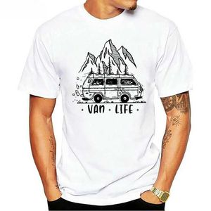 Camisetas masculinas masculina roupas van vida ladies acampando camiseta estampada masculino projetando camisetas top t vintage ao ar livre clássico o-deco