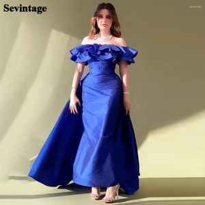 Abiti per feste Sevintage Reyal Blue Mermaid Arabia Saudita Evenne al largo degli abiti da ballo di bali per le spalle Donne formali