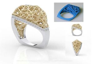 Jóias de moda vintage de hip hop 925 Silvergold Pavor Pavor de zircão cúbico Anel de diamante Women Wedding Net Ring for Lovers031668483
