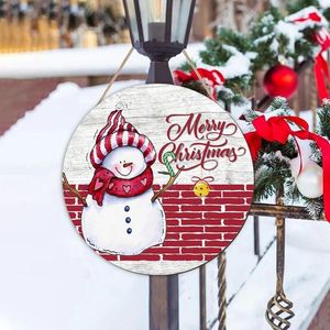 Decorações de Natal Red Merry Snowman Door Sign Decoração pendurada em madeira convidada 12 polegada Ano 2024