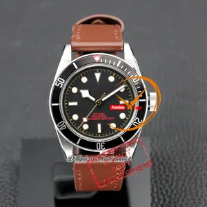 M79230 A21J Automatic Mens Watch 41mm Steel Case Black Dial White Red Markers Dark Brown Leather Strap Sports Watches Reloj Hombre Montre Hommes Puretime PTTD b2