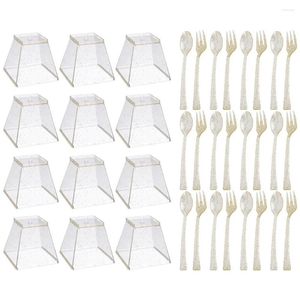 Einwegbecher -Strohhalm Snack Cup Dessert Party Servieren Löffel Festival Wohnung kreativer Utensil Kit Kunststoff Besteck Set