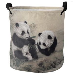 Sacchetti per lavanderia animale panda inchiostro dipinto pieghevole cesto pieghevole per abiti impermeabili organizzatore per bambini borsetto per bambini