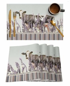Bord Mattor Cow Lavender Farm Vertical Stripes Grey Purple Coffee Dish Mat Kitchen Placemat Dining Rug Neries