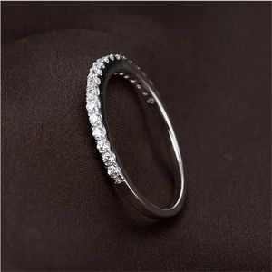 S925 Sterling Silver Gold D Color Moissanite Diamond Ring Half Circle Diamond Par Ring Förlovningsring Valentinens dag Födelsedagsfest smycken gåva