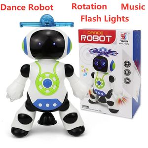 Music Robot Educational Toys Electronic Smart Dancing 360Degree Rotation Lights LED Figura Crianças 240511