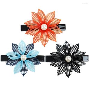 Französische Stile Rose Blumenhaarclip Barrettes für Frauen Mädchen Perle Accessoire Ornament Schmuck Ponytail Halter Abschlussball