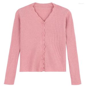 Women's Knits Spring Autumn Thin Solid Knitted Cardigans Women Korean Style V-Neck Slim Comfort Undershirt Gentle Sweet Sweater Coats