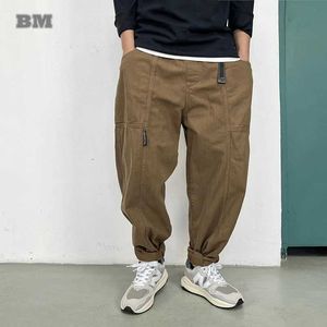 Men's Pants BM Japanese Street Clothing High Quality Goods Pants Mens Harajuku Casual Tactical Bag Pants Korean Sports Straight PantsL2405