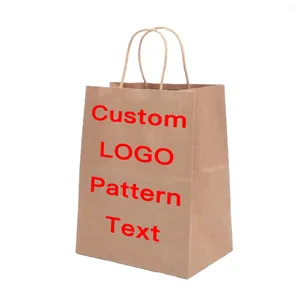 Embrulhe de presente para o logotipo de impressão de bolsa de papel personalizada cor de impressão personalizada de cor marro