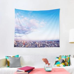 Tapestries Tokyo Tower In Beautiful Aerial Scenery City Under Vast Blue Sky Art Po Print Tapestry Outdoor Decoration