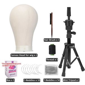 Mannequin Heads Wig Training Wig Head Canvas Block Display Styling Mini Tripode Holder 22 Q240510
