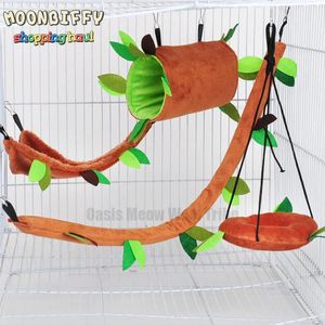 Ropeway Tunnel Hamster Toy Nest House Leaf Decoration Accessories Hammock Squirrel Guinea Pig Chinchilla Ferret Trappor gnagare 240510