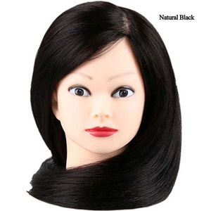 Głowy manekina 60 cm Profesjonalna głowa treningowa Syntetyczne włosy czarny brązowy model ludzki używany do fryzur w modelach Q240510
