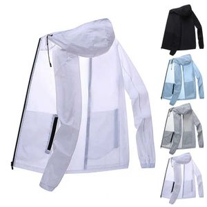 Men's Casual Shirts Mens summer sun protection jacket thin hood with UV resistant zipper solid color long sleeves plus size fishing mens Jack Q240510