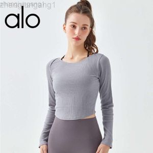 Desginer Als Yoga Aloeトップシャツ服短い女性パーカー春と秋の女性のための美しい背中のリブ付きスーツ