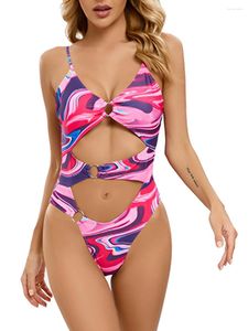 Kvinnors badkläder 2024 Ring Link Swimsuit One Piece Hollow Out Women Bading Swimming Swim Suit Female Beach Wear