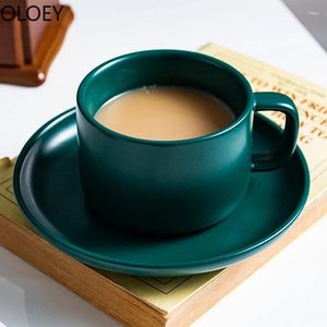 Muggar handgjorda kaffemugg ben porslin nordiska porslin grön emalj tazas para café eftermiddag te koppar och set