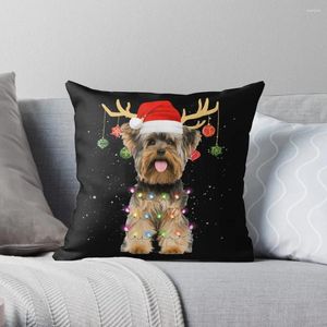 Pillow Rentier Yorkshire Terrier Hund Weihnachtslicht Weihnachtsfleisch Wirf Custom Po Luxury Cover