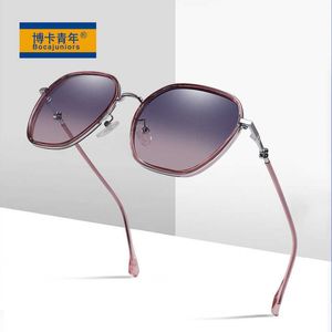Nya kvinnors högupplösta polariserade solglasögon fashionabla och avancerade stora ram UV-resistenta 2217