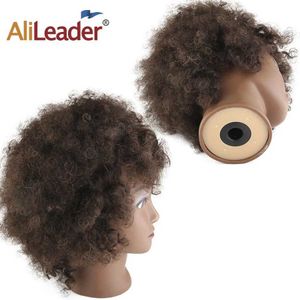Mannequin Heads African Training Training Head Salon Silicone Practice Human Model Short Twisted Curly Hair Q240510