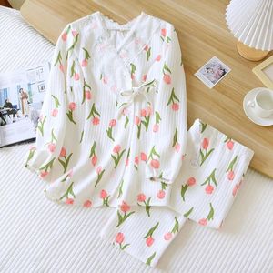 Women's Sleepwear Autumn / Winter Nursing Pajamas For Women Plus Size Air Layer Cotton Home Clothes Thickened Breastfeeding Maternity Wear 2