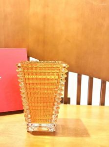 Vaser H30XL18XW13.5CM Crystal Square Vase Luxury Ornament med presentförpackning