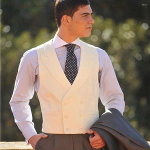 Men's Vests Suits For Men White V-neck Shawl Lapel One-Breasted Comfortable And Soft Tailored Male Clothes Summer Chalecos