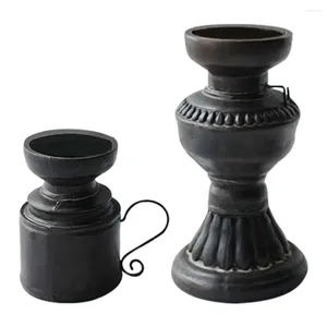 Titulares de vela Retro titular para velas pilares Black Candleholder Home Mantel Decoration Bar Banchetop Acentos decorativos