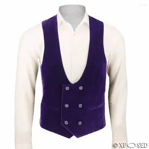 Men's Suits Purple Velvet Warm Men Vest Slim Fit Waistcoat Tailor Custom Wedding For Groom Prom Tuxedo Masculino Costume Homme