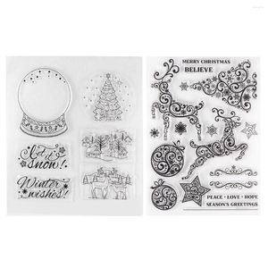 Storage Bottles 2pcs Christmas Theme Clear Stamps Scrapbooking Paper Cards Making Decoration