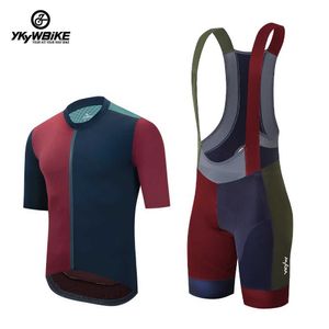 Fanów TEE TEES YKYW MENS Rower Set Summer Professional Team Jersey BIB Shorts Zestaw T-shirt z krótkim rękawem Wciąż dopasowany rower MAILLOT MTB Odzież Q240511