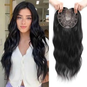 Small lace hair patch simulation scalp synthetic fiber wig for women with gradient top center split bangs wig