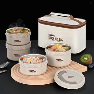 Canche per pranzo bento isolato di alta qualità con tavolo da tavolo a microonde al sicuro contenitore di stoccaggio in acciaio inossidabile portatile impilabile