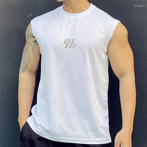 Мужские майки-топы мужской пробежек жилет мужчина летняя фитнес-топ открытая сетчатая сетчатая сетчатая футболка с ручным воротником мужчина