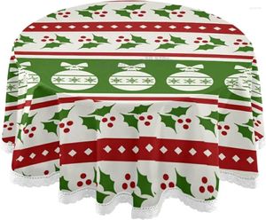 Table Cloth Christmas Year Red Green Balls Leaves Tabletop Mats For Kitchen Party Dining Room Tables Home Living Bedroom Decorative